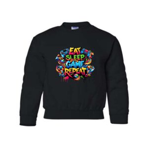 Crewneck Junior EatSleepGame Noir M