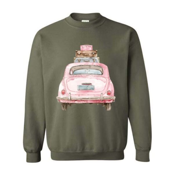 Crewneck Voyage Voiture Vert Militaire M